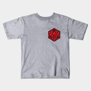 (Pocket) Red D20 Dice (Black Outline) Kids T-Shirt